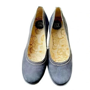 Fly London Women’s Black Suede Wedge Heel Shoes•Size 39 US 8-8.5•